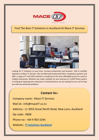 Find The Best IT Solutions in Auckland At Mace IT Services