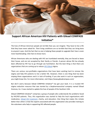 Support African American HIV Patients with Gilead COMPASS Initiative®