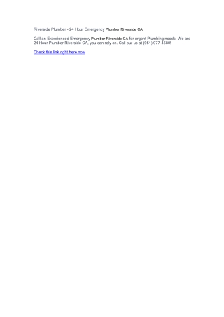 Riverside Plumber - 24 Hour Emergency Plumber Riverside CA