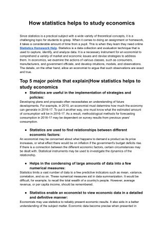 How statistics helps to study economics