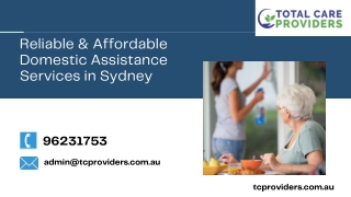 Reliable & Affordable Domestic Assistance Services in Sydney