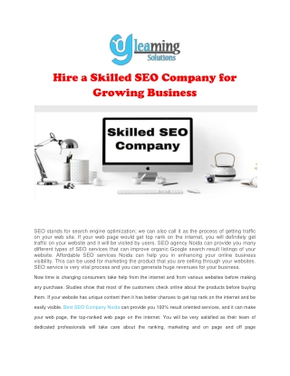 Hire a Skilled SEO Company for Growing Business