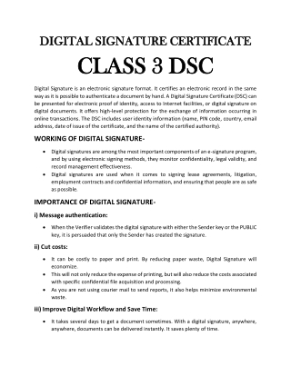 Digital signature certificate- DSC class 3