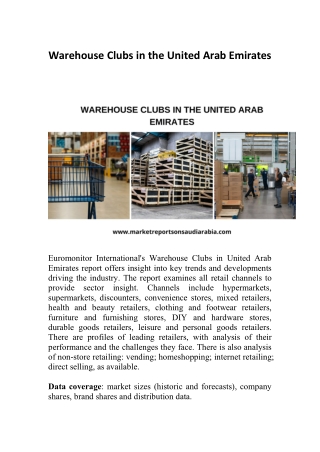 Warehouse Clubs in the United Arab Emirates