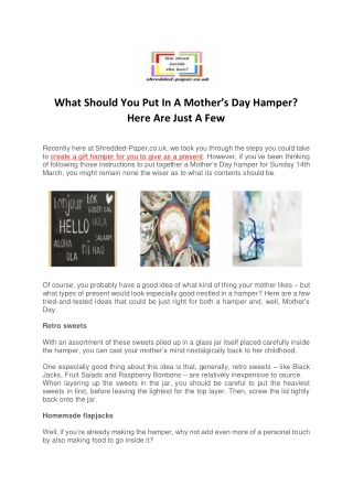 What Should You Put In A Mother’s Day Hamper? Here Are Just A Few