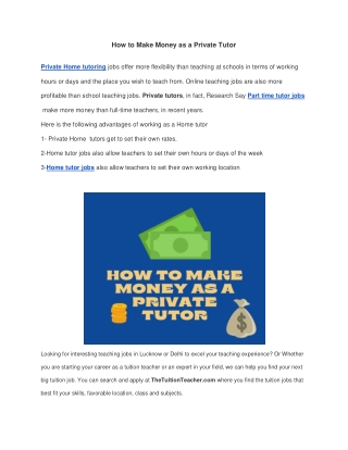 How to Make Money as a Private Tutor