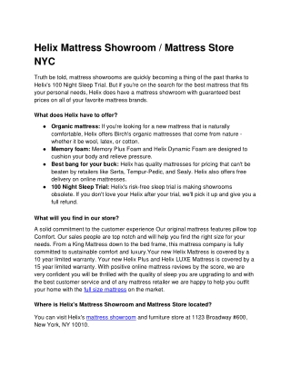 Helix Mattress Showroom / Mattress Store NYC