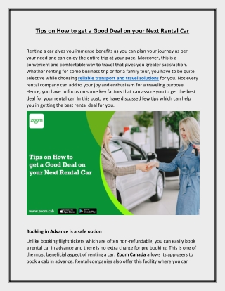 Tips on How to get a Good Deal on your Next Rental Car