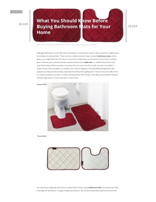 What You Should Know Before Buying Bathroom Mats for Your Home