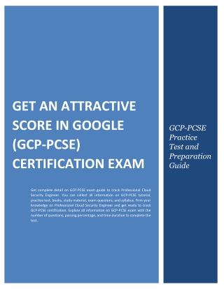 Get An Attractive Score in Google (GCP-PCSE) Certification Exam