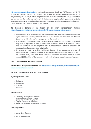 Uk Smart transportation Market 2020 Impressive Industry Growth Report 2026