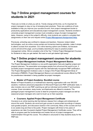 Top 7 Online project management courses for students in 2021