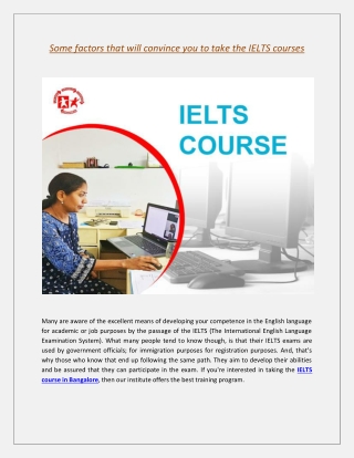 Some factors that will convince you to take the IELTS courses