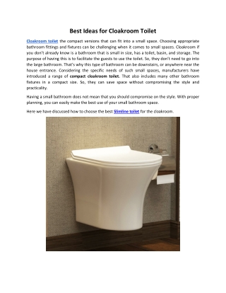 Best Ideas for Cloakroom Toilet