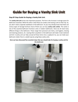 Step BY Step Guide for Buying a Vanity Sink Unit