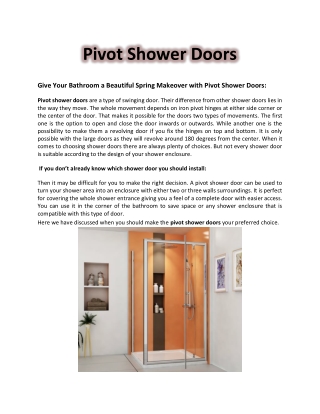 Give Your Bathroom a Beautiful Spring Makeover with Pivot Shower Doors | Pivot Shower Doors