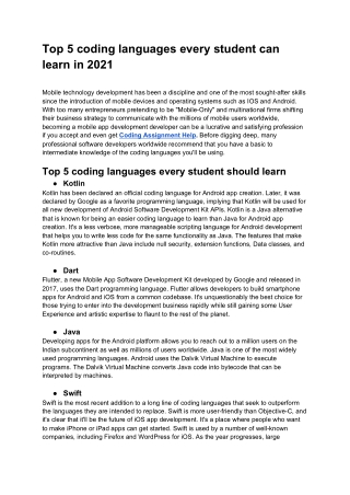 Top 5 coding languages you can learn in 2021