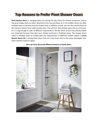 Top Reasons to Prefer Pivot Shower Doors