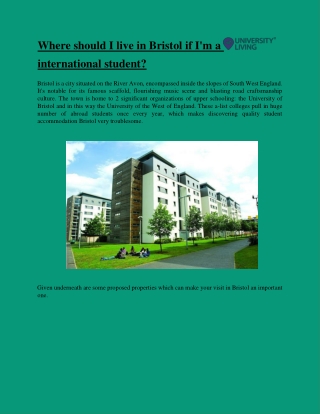 Where should I live in Bristol if I'm a international student