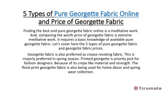 5 Types of Pure Georgette Fabric Online and Price of Georgette Fabric