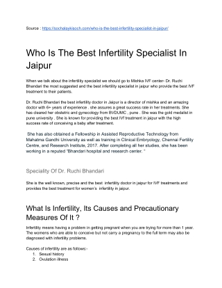 who is the best infertility specialist in jaipur