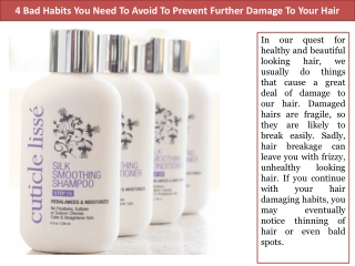4 Bad Habits You Need To Avoid To Prevent Further Damage To Your Hair