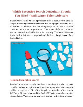 Which Executive Search Consultant Should You Hire - WalkWater Talent Advisors