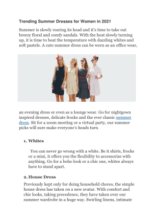Trending Summer Dresses for Women in 2021