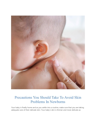 Precautions You Should Take To Avoid Skin Problems In Newborns