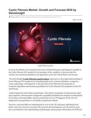 Cystic Fibrosis Market: Growth and Forecast 2030 by DelveInsight