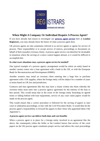 When Might A Company Or Individual Require A Process Agent?