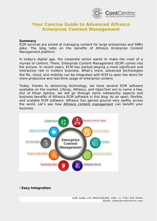 Your Concise Guide to Advanced Alfresco Enterprise Content Management