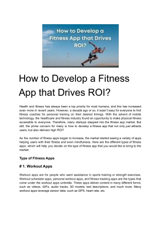 How to Develop a Fitness App that Drives ROI?