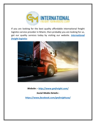 International Freight Logistics | Gmfreight.com