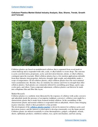 Cellulose Plastics Market Report, Shares, Global Opportunity Analysis and Industry Forecast