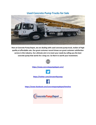 Used Concrete Pump Trucks for Sale