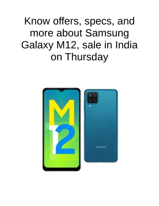 Know Offers, Specs, And More About Samsung Galaxy M12, Sale in India on Thursday