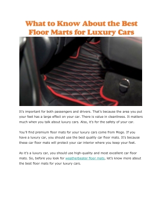 Weatherbeater floor mats