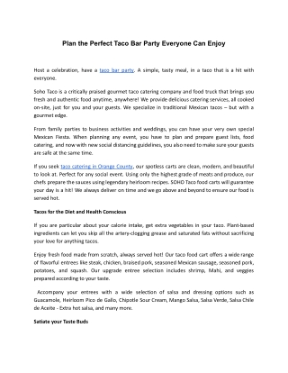 Plan the Perfect Taco Bar Party Everyone Can Enjoy