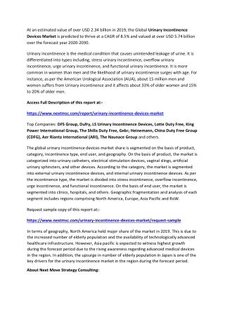 Urinary Incontinence Devices Market