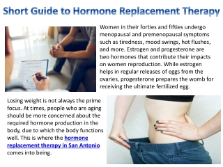 A Short Guide to Hormone Replacement Therapy