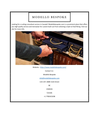 Exclusive Menswear Store In Vancouver | Modellobespoke.com