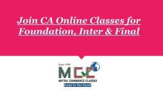 Join CA Online Classes for Foundation, Inter & Final