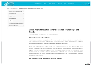 Aircraft Insulation Materials Market – Global Industry Analysis, Size, Share, Growth, Trends and Forecast