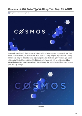 Cosmos Là Gì? Toàn Tập Về Đồng Tiền Điện Tử ATOM