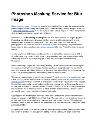 Photoshop Masking Service for Blur Image