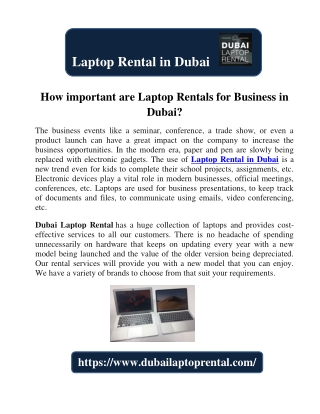 How Important are Laptop Rentals for Business in Dubai?