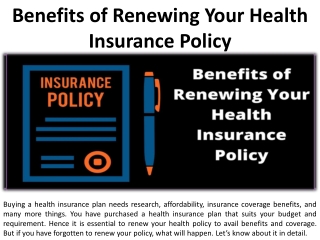 The Benefits of Renewing Your Health-Care Plan