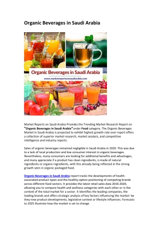 Saudi Arabia Organic Beverages Market Opportunity and Forecast 2025