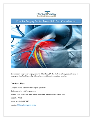 Premier Surgery Center Bakersfield Ca | Cenvalss.com